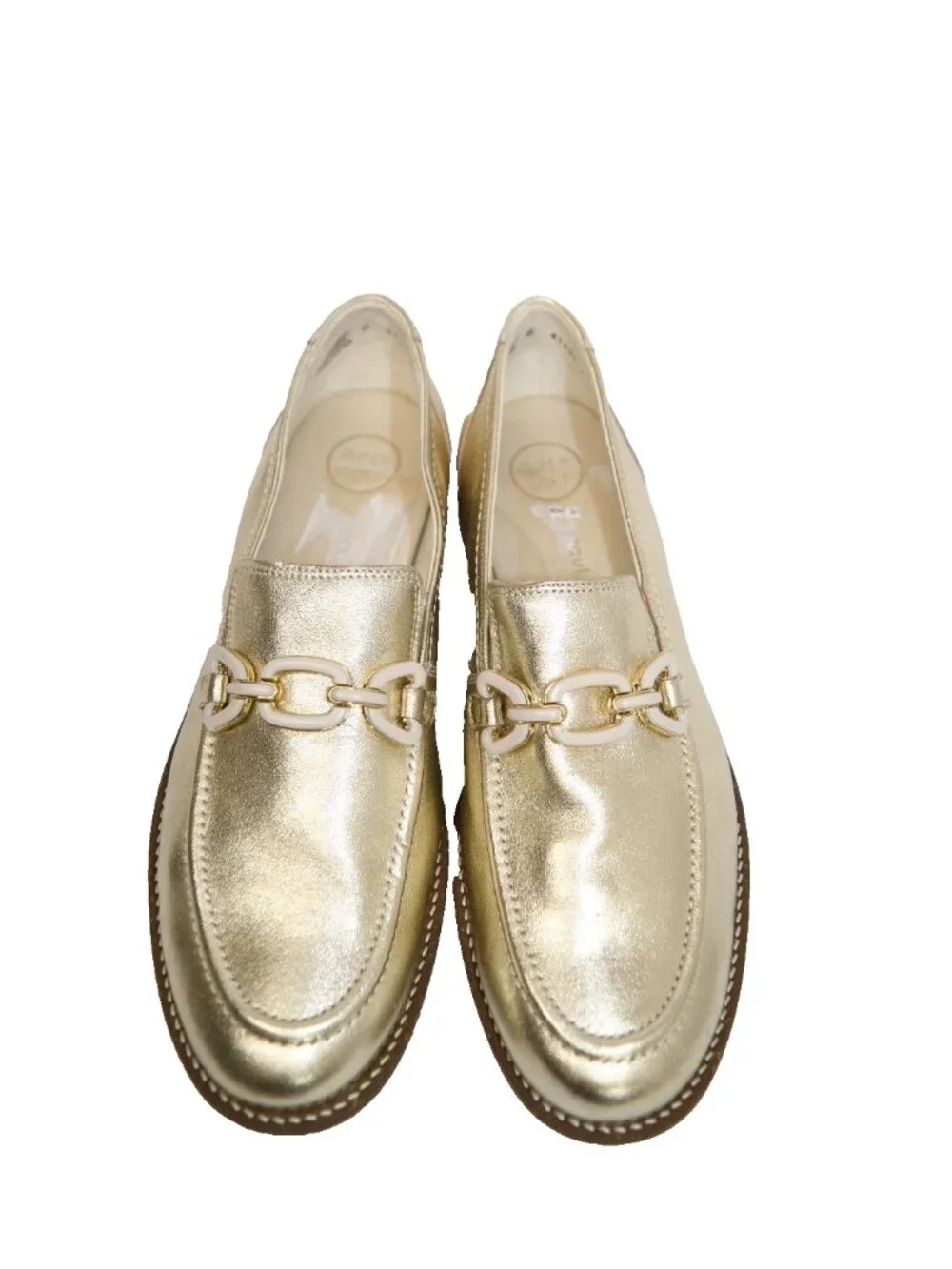 $500 PAUL GREEN ADA LOAFER SLIP ON LEATHER VAMP HARDWARE PLATINO 8.5 (TF22)
